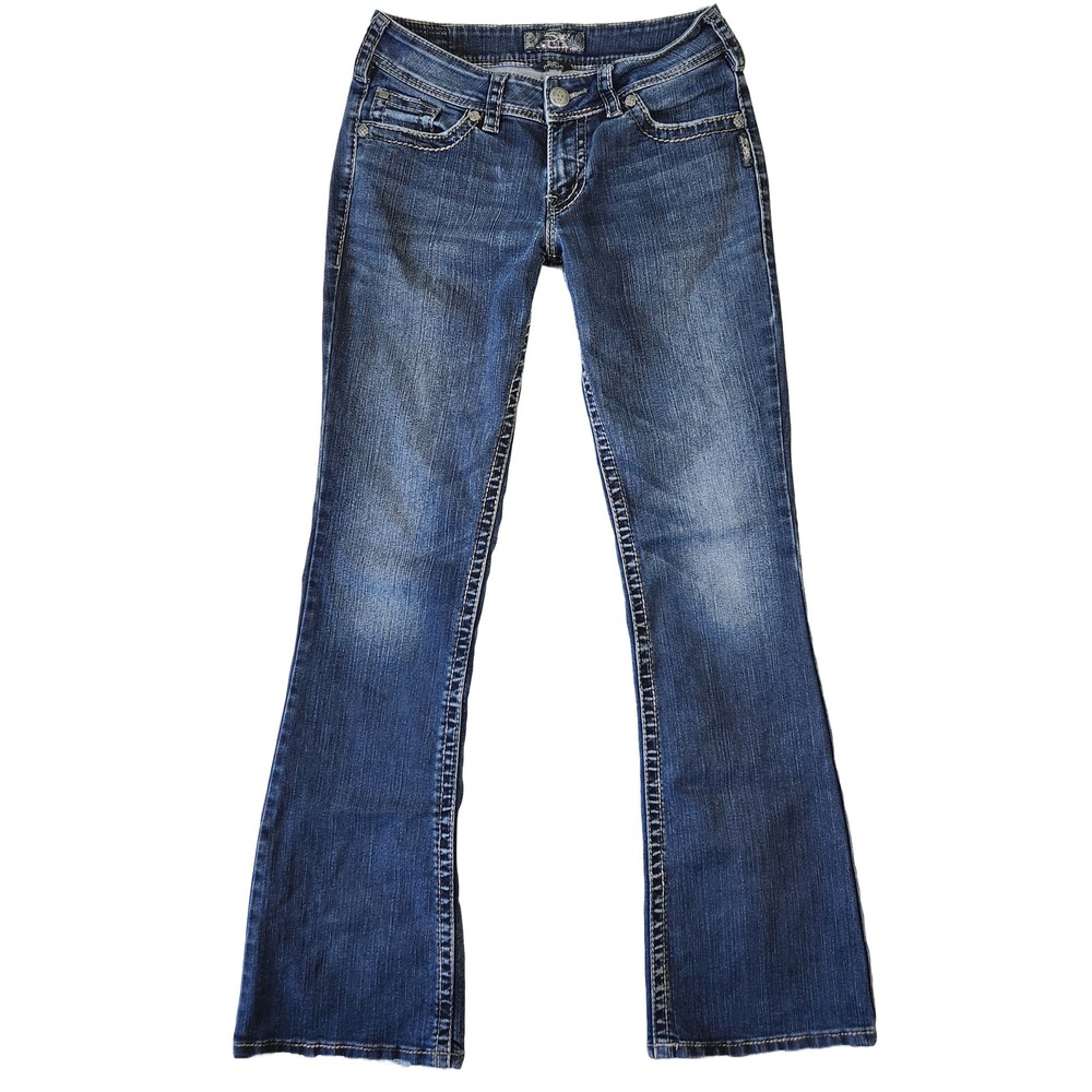 Silver Jeans Womens 28 Suki Surplus Bootcut Flare Dark Wash Western Cowgirl Edgy